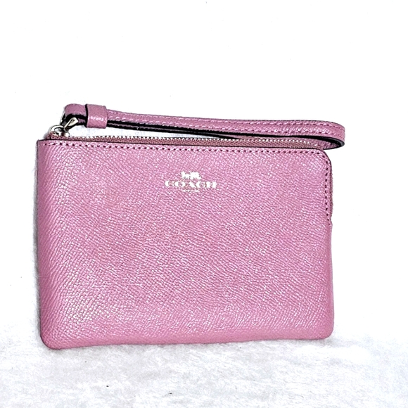 Coach Pink Corner Zip Wristlet - Picture 1 of 11